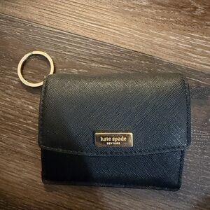 Kate Spade Black Card Holder with Gold Zipper